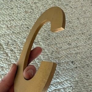 Rustic Gold Letter C Decor Wood Craft Namesake 6"